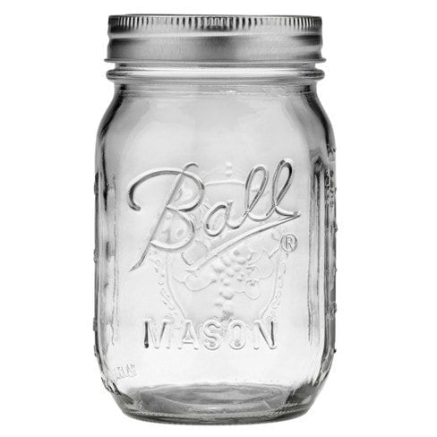 a Mason jar on a white background.