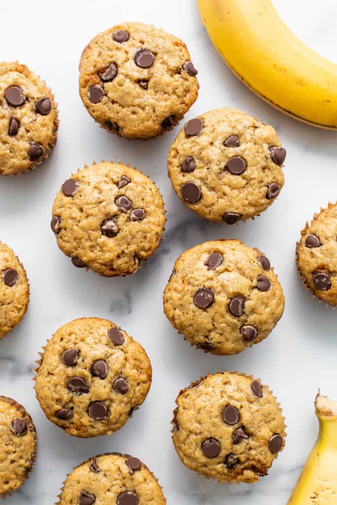 Banana bread muffins on a plate.