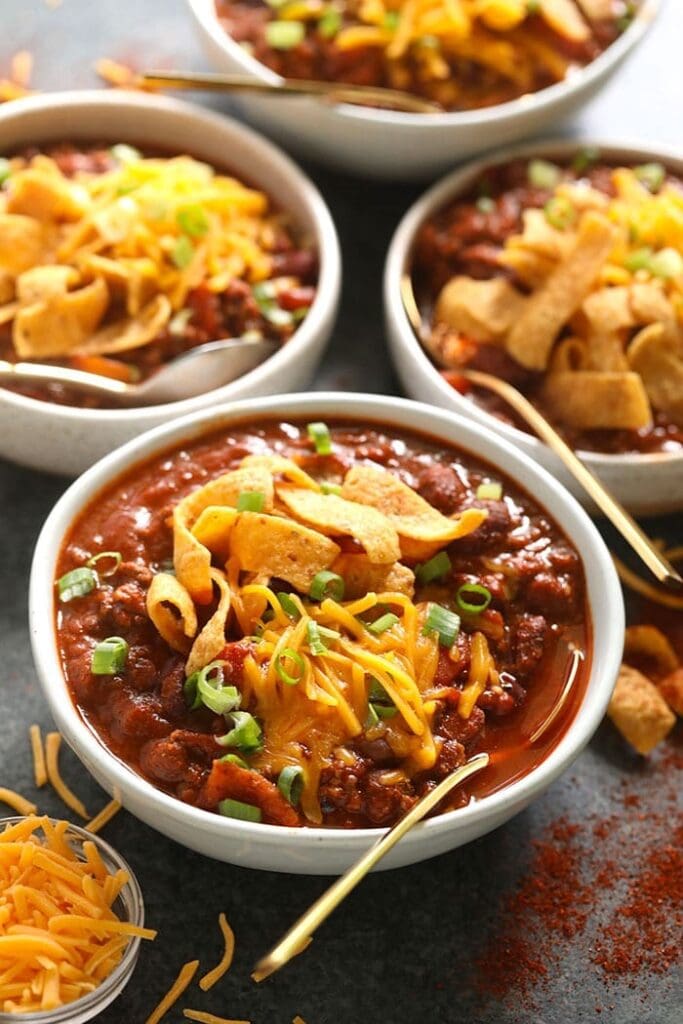 beef chili in bowl