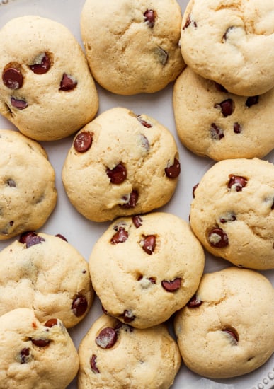 Cranberry chocolate chip cookies on a white plate.