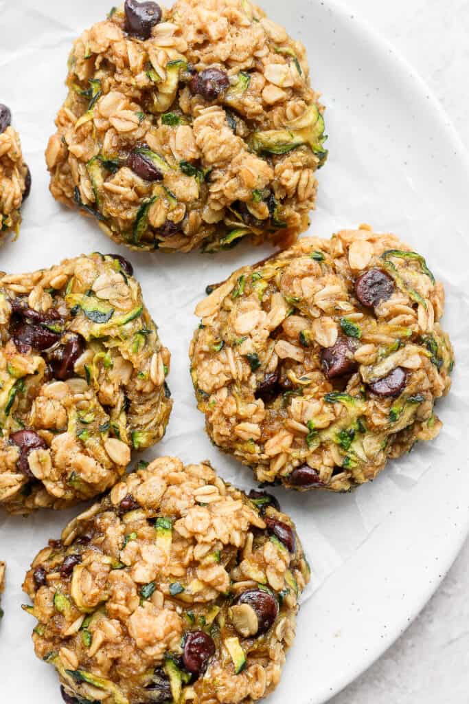 zucchini oatmeal cookies on plate.