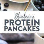 We've got an easy blueberry protein pancakes recipe for you that's made with 100% whole grains, your favorite protein powder, mashed banana, and blueberries! You'll never use another protein powder pancakes recipe again.