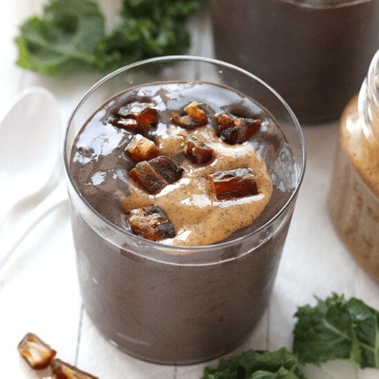 chocolate date smoothie in glass