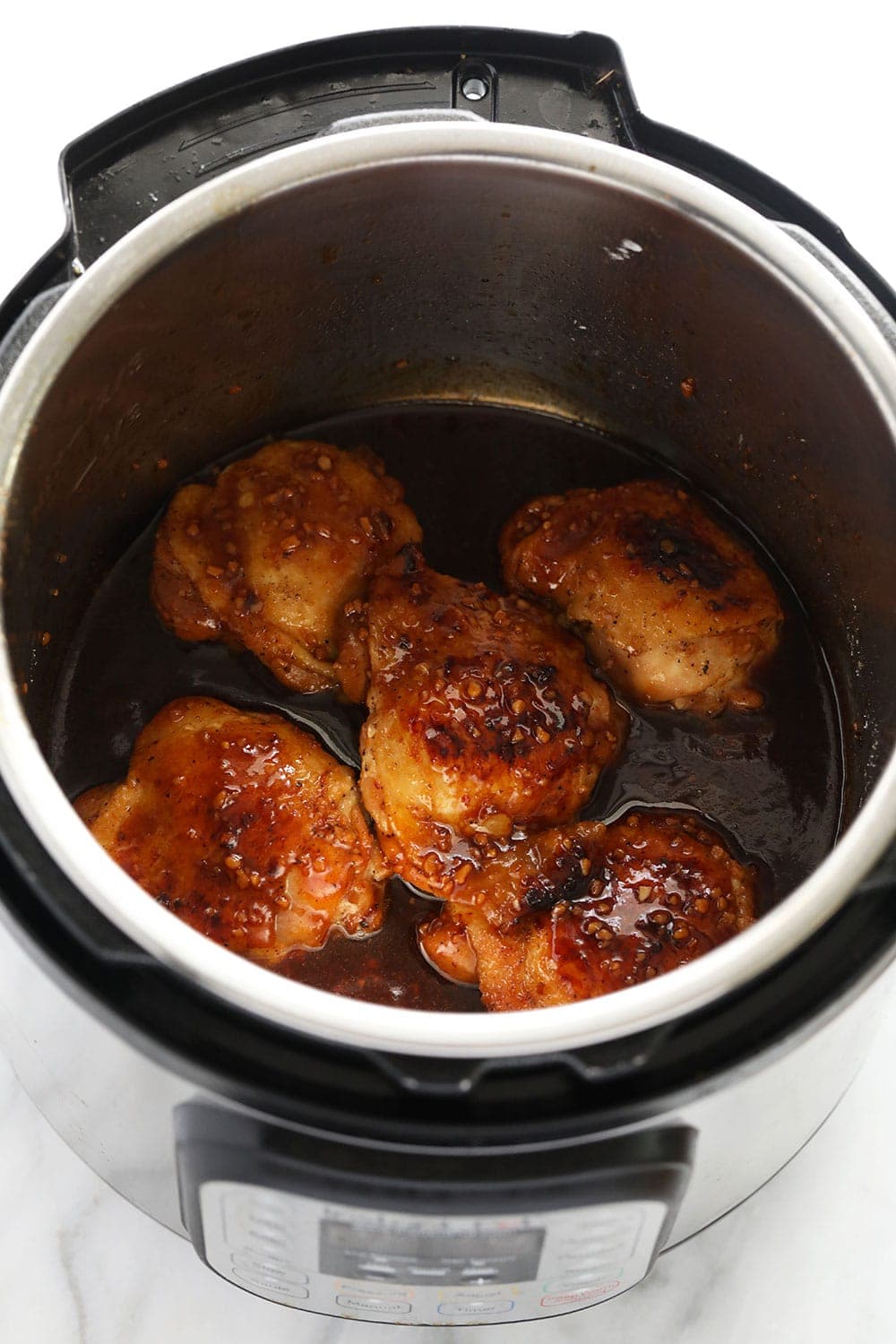 honey garlic chicken thighs in Instant Pot.